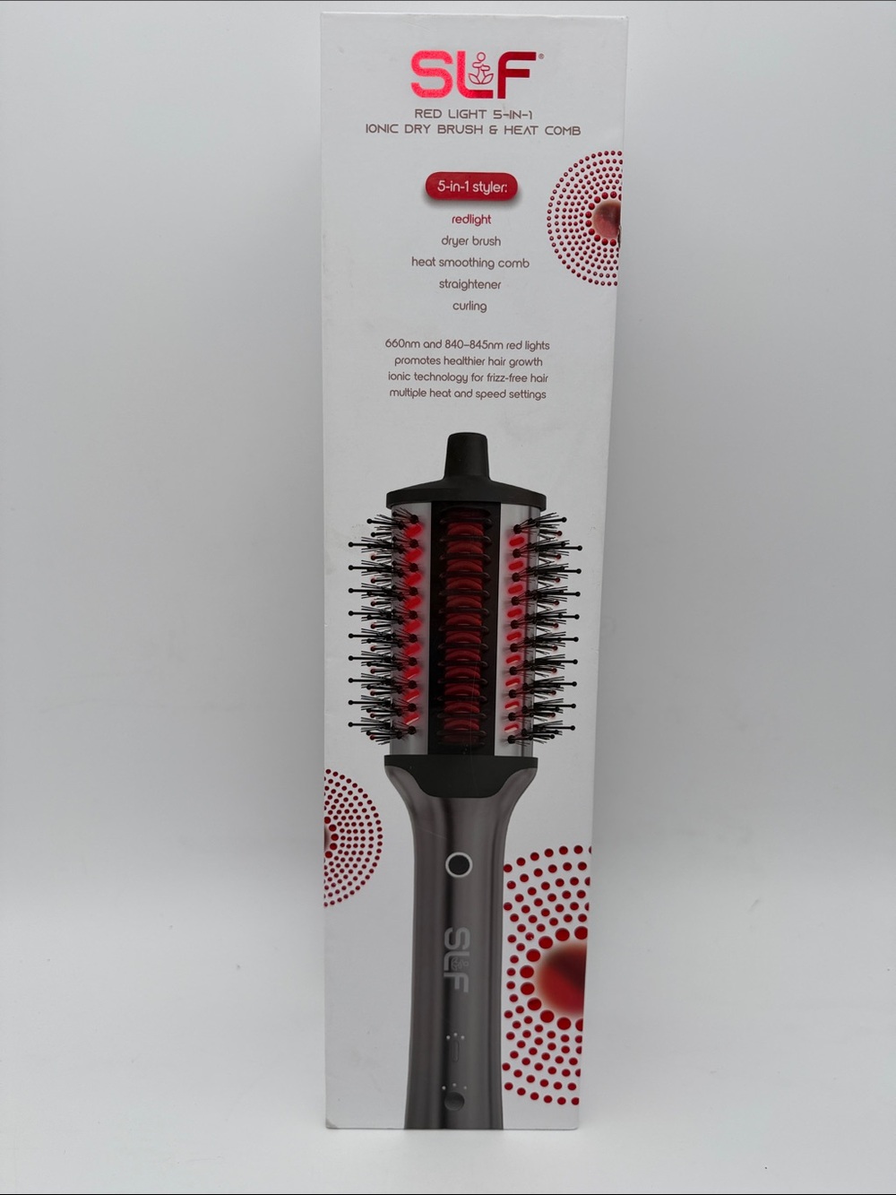 SLF Red Light Therapy 5-In-1 Ionic Dry Hair Brush & Heat Combo
